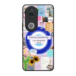 QRIOH Positivity Printed Vivo V50 5G Glass Back Case Mobile Accessories-image-91