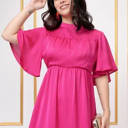 Vishudh Women Flutter Sleeve Fit & Flare Above Knee Dress-image-6