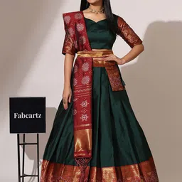 Fabcartz Semi-Stitched Lehenga & Unstitched Blouse With Dupatta-picture-33
