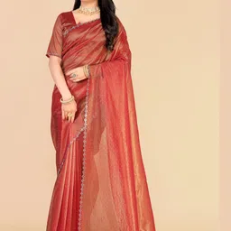 MIJAASHREE FASHION Red Organza Sarees-picture-25