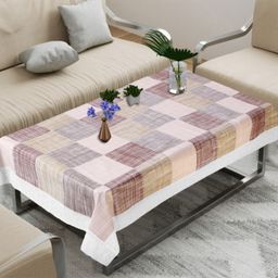 Dakshya Industries Brown Geometric Printed Waterproof Plastic 4-Seater Table Cover-29