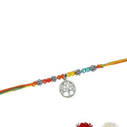 Asthetika Tree of Life Floral Beaded Rakhi with Roli Chawal image 2