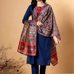 Readiprint Fashions Floral Printed Pure Cotton Straight Kurta With Trousers & Dupatta-picture-28