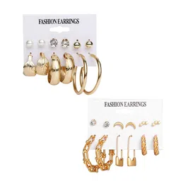 Yellow Chimes Set of 12 Contemporary Studs Earrings-86