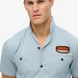 superdry Men Mechanic Regular Fit Shirt with Patch Pockets image 3