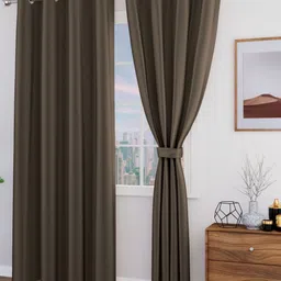 Myntra Elegant Homes Set of 2 Meh Collection Coffee Brown Long Door Curtain-image-74