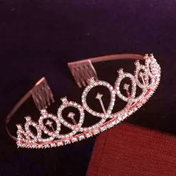 Peora Women Rose Gold Plated Tiara-image-74