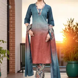 MORDEN MUSE Women Ombre Dyed Regular Kurta with Trousers & With Dupatta-picture-24