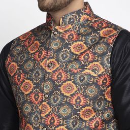 Kaifoo Men Woven Design Nehru Jacket image 5
