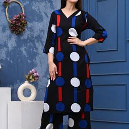 Dhibha Women Blue Cotton Blend Clothing Set-picture-6