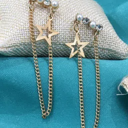 Krelin Gold Plated Stainless Steel Stones and Beads Studded Drop Earrings-image-92
