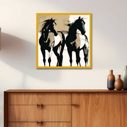 nestroots Black & White Horse Printed Wooden Wall Art-image-45