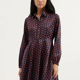 United Colors of Benetton Printed Shirt Collar Fit & Flare Dress-picture-14