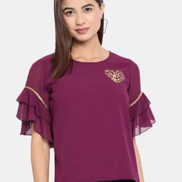 OTIRA Embellished Flutter Sleeve Top-picture-19