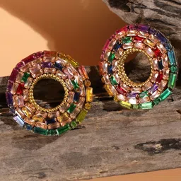 KPOP Gold-Plated Rhinestone Contemporary Studs-44