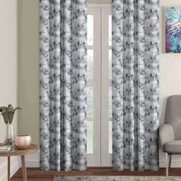 Aura Grey & White 2 Pieces Geometric Printed Room Darkening Door Curtains-image-93