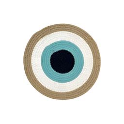 JASMEY HOMES Set Of 4 White & Blue Evil Eye Cotton Dining Table Placemats-20