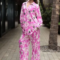 Svamsa Printed Pure Cotton Shirt With Trousers Co-Ords-image-53