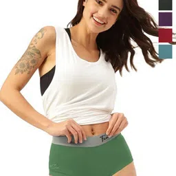FREECULTR Pack Of 5 Women Antibacterial Mid-Rise Boxer-Style Briefs-image-19