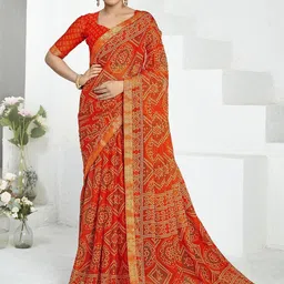 KALINI Zari Woven Design Bandhani Saree With Attached Lace & Matching Blouse Piece-picture-41
