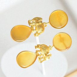 TISHUL JEWELS Gold-Plated Crystals Studded Elephant Shaped Drop Earrings-image-64