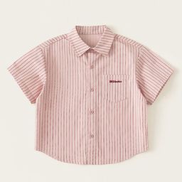 LULU & SKY Boys Striped Regular Fit Short Sleeve Spread Collar Shirt-picture-42