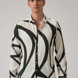 Banana Club Men Flow Line Printed Classic Slim Fit Casual Shirt-image-14