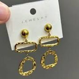ANAMIKA Stainless Steel Gold-Plated Anti-Tarnish Geometric Shaped Drop Earrings-picture-34