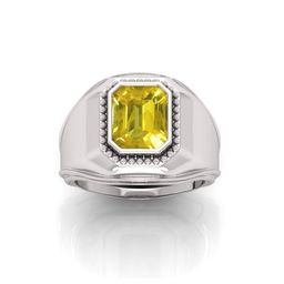 RRVGEM 12.25 KT Silver Plated Yellow Sapphire Adjustable Ring-image-41