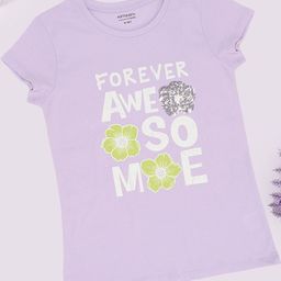 Pantaloons Junior Girls Typography Printed Round Neck Cotton T-shirt-picture-1
