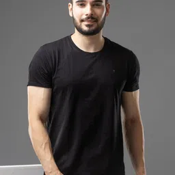 nostrum Men Solid Round Neck Cotton Slim Fit T-shirt-image-12