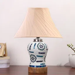 Aura Off White Glass Traditional Abstract Shaped Table Lamp-image-76