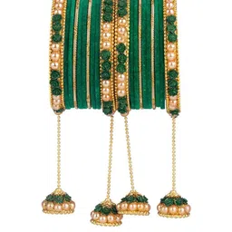 Mamon Creations Set Of 20 Gold-Plated & Green Alloy Bangles-picture-12