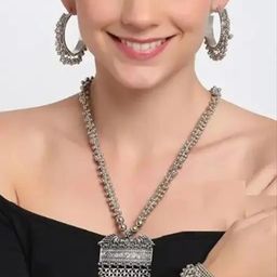 FASHION EMPIRE Silver Plated Oxidized Jewellery Set-picture-22