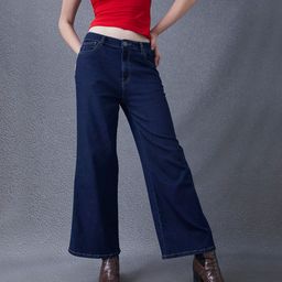 VOLTEDGE Women Comfort Wide Leg High-Rise Slash Knee Stretchable Jeans-image-85