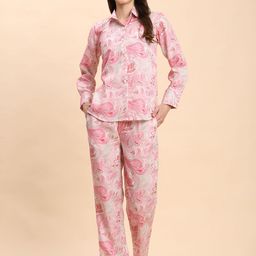 Noia Printed Shirt Collar Shirt With Trousers Co-Ords-image-44