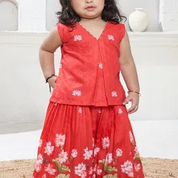 Vivedkids Girls Floral Printed Regular Pure Cotton Kurta with Skirt-image-97