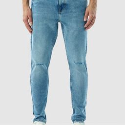 Snitch Men Light Blue Skinny Fit Mid-Rise Mildly Distressed Light Fade Stretchable Jeans-image-54