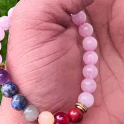 Apnisanskriti Rose Quartz & 7 Chakra Stone Bracelet-image-37