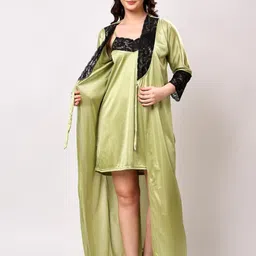 NIGHT KEYS Pack Of 4 Solid Short Sleeves Maxi Sweat Nightdress-72