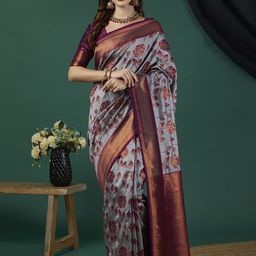 HI FI NX Ethnic Motifs Zari Pure Silk Banarasi Saree-image-79
