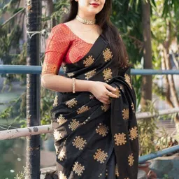 CANIZZARO Ethnic Motifs Printed Zari Banarasi Saree-picture-6