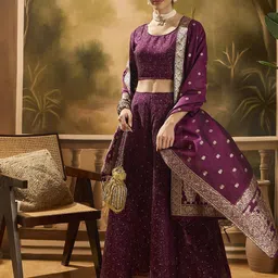 Sangria Woven Design Lehenga With Choli & Dupatta-picture-15