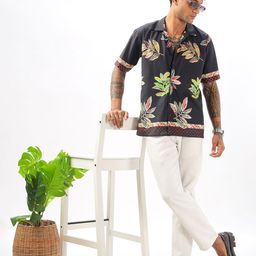 Vestirio Men Relaxed Cuban Collar Floral Printed Polycotton Casual Shirt-image-75