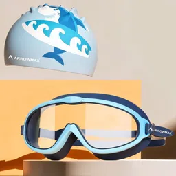 ARROWMAX Kids Shark Printed Anti-Fog Swimming Goggles & Cap-51