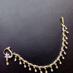 Opal Touch Gold-Plated Cubic Zirconia Studded Chained Nosepin-image-30