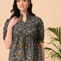 SANTOLIYA Floral Print Ethnic Cotton Peplum Top-image-49