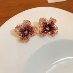 VAGHBHATT Gold-Plated Floral Shaped Studs-image-95