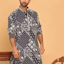 Jompers Floral Embroidered Mandarin Collar Thread Work Straight Kurtas-picture-58