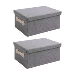 HOKIPO Grey 2 Pieces Regular Multi-Utility Organisers with Lid-image-3